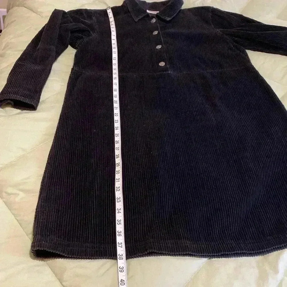 J Jill Black Corduroy Long Sleeve Dress with Metal Buttons in Size Large Tall. - Picture 9 of 11